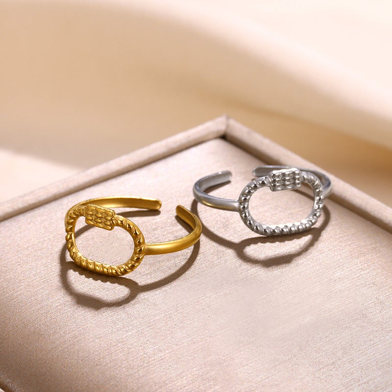 New Heart-Shaped Stainless Steel Ladies Ring Geometric Hollow Star Ring Plated 18K Gold Opening Ring - Image 5